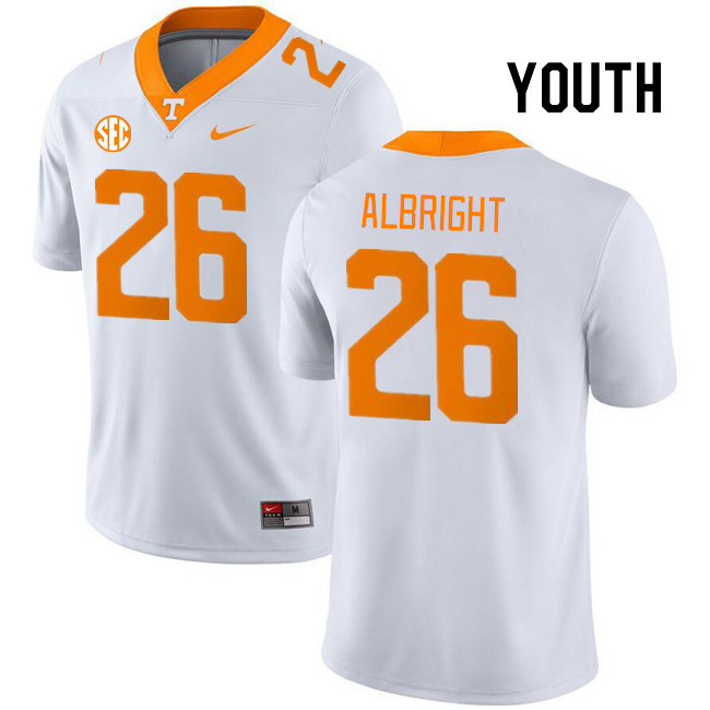 Youth #26 Will Albright Tennessee Volunteers College Football Jerseys Stitched Sale-White - Click Image to Close